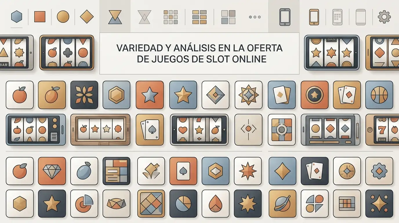 Ilustración editorial de carretes y mosaicos de tragaperras genéricas sin marcas ni juegos reales